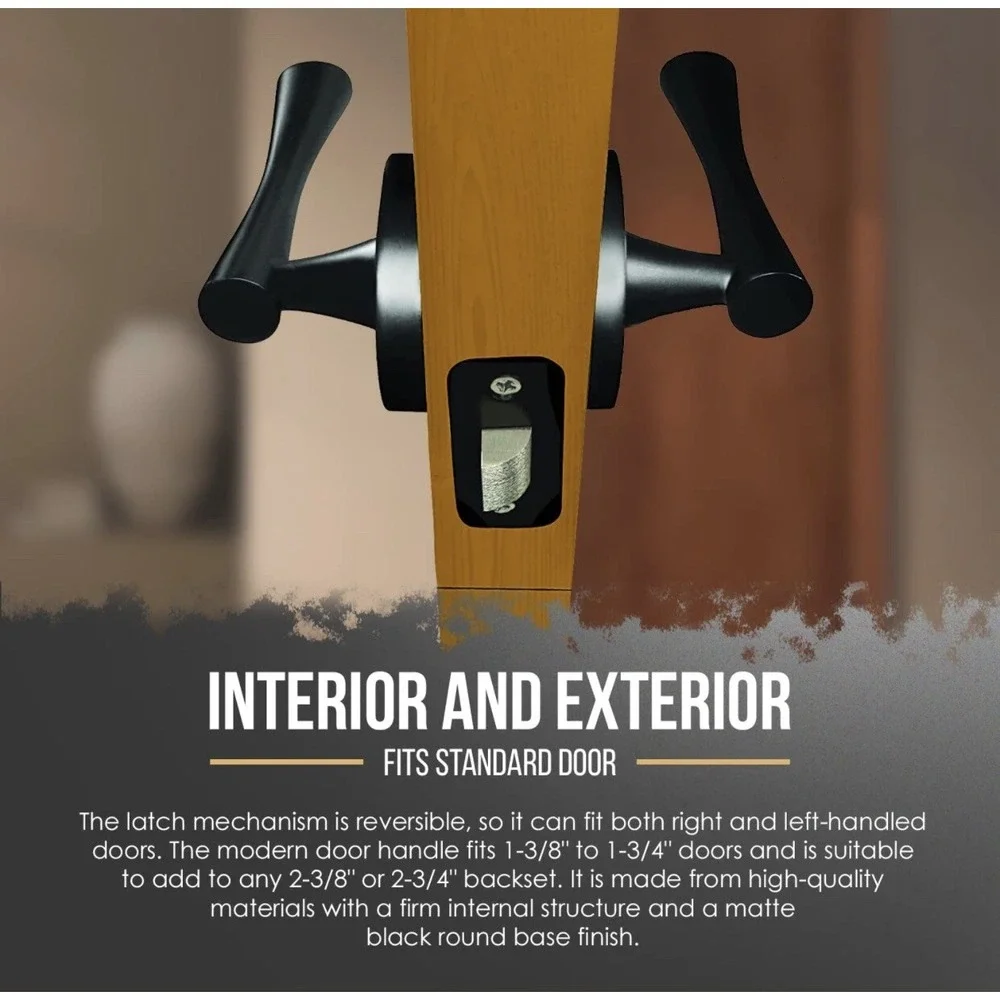 Door‎ Handle Set - No Lock Set - Interior Passage Door Lever - Black